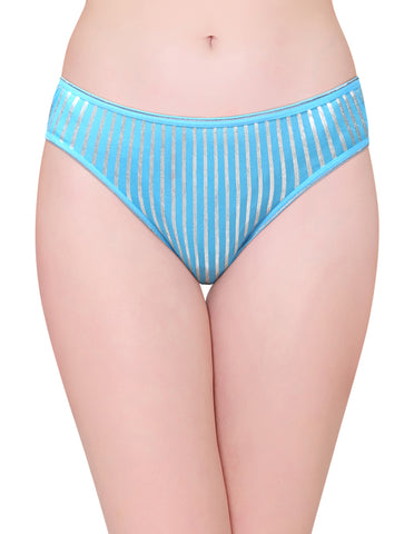 Bodycare Pack of 3 Bikini Style Cotton Briefs in Assorted colors with Silver stripes-E1404