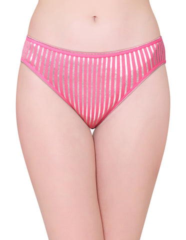 Bodycare Pack of 3 Bikini Style Cotton Briefs in Assorted colors with Silver stripes-E1404