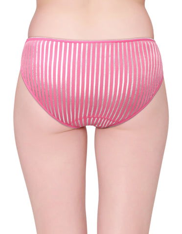 Bodycare Pack of 3 Bikini Style Cotton Briefs in Assorted colors with Silver stripes-E1404