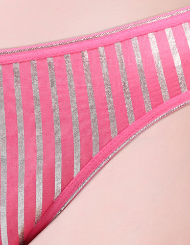 Bodycare Pack of 3 Bikini Style Cotton Briefs in Assorted colors with Silver stripes-E1404
