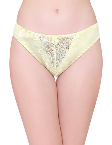 Bodycare Pack of 3 Bikini Style Cotton Briefs in Assorted colors with Lace Crotch-E1457C