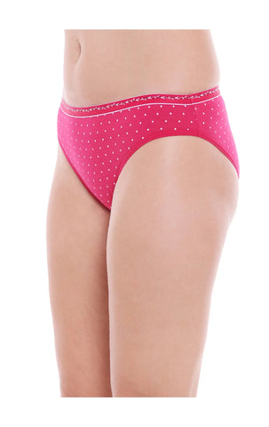 Pack of 3 High-Cut Bikini Style Cotton Printed Briefs in Assorted colors-1494