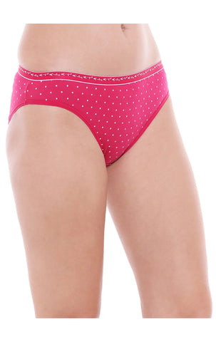 Pack of 3 High-Cut Bikini Style Cotton Printed Briefs in Assorted colors-1494