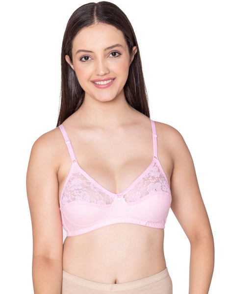 Bodycare polycotton wirefree adjustable straps designer net cup non padded bra-1535PI