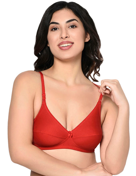 Bodycare Seamed, Non Padded Bra-1567-Red