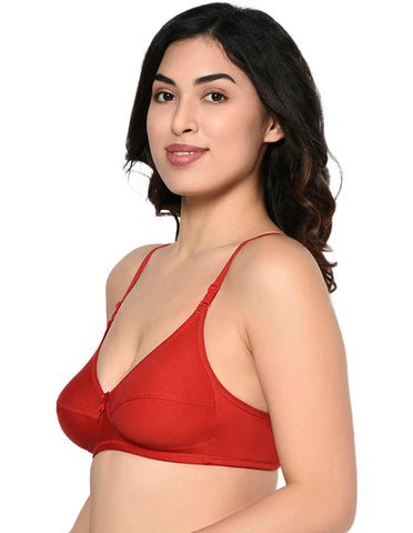 Bodycare Seamed, Non Padded Bra-1567-Red