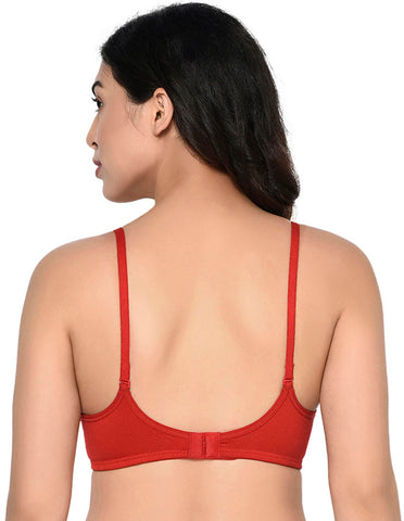 Bodycare Seamed, Non Padded Bra-1567-Red