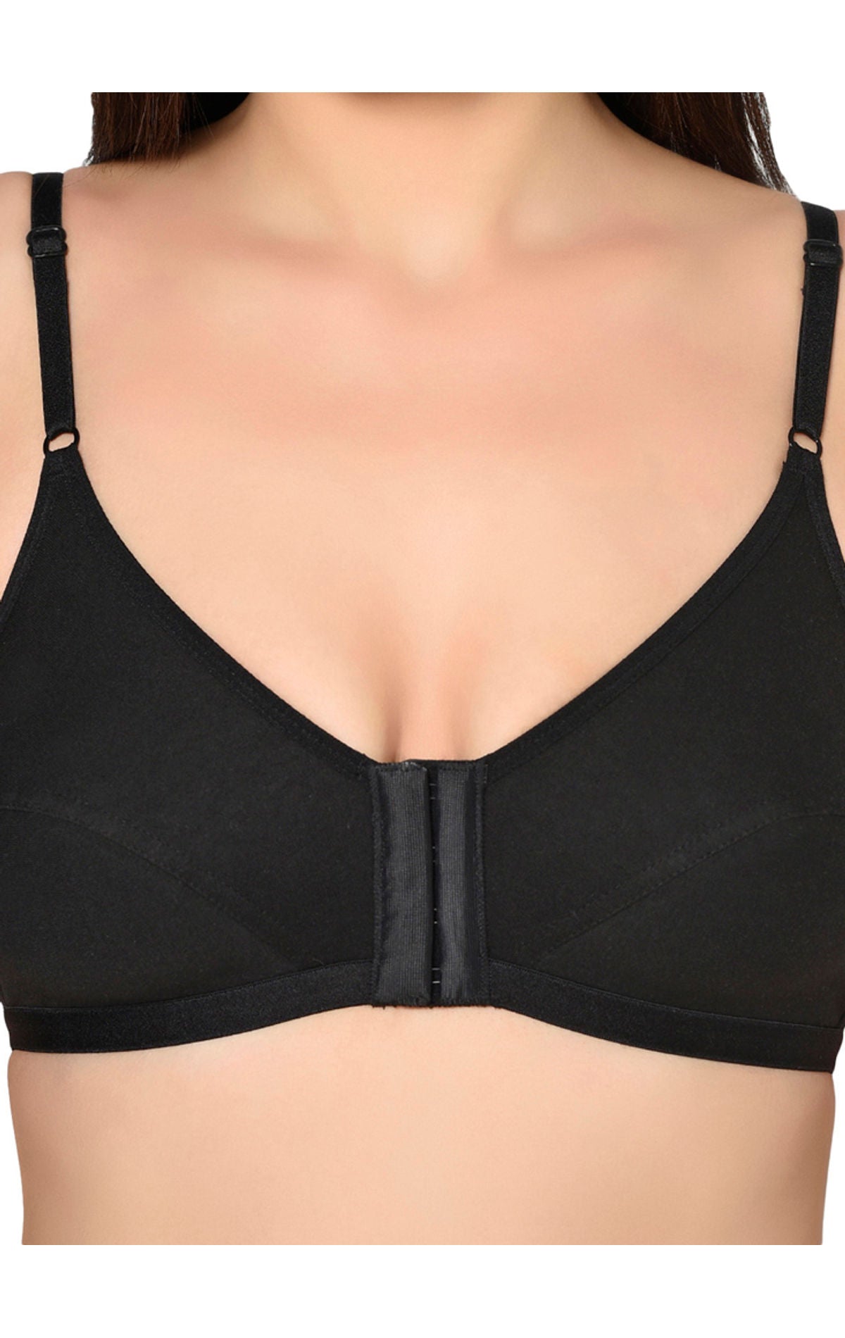 Bodycare Non Padded, Front open Bra-1568-Black