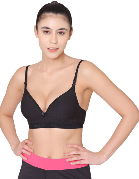 Bodycare Wire free, Seamless Padded Sports Bra -1606-BLACK