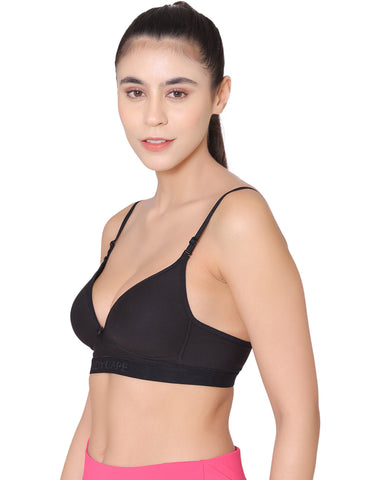 Bodycare Wire free, Seamless Padded Sports Bra -1606-BLACK