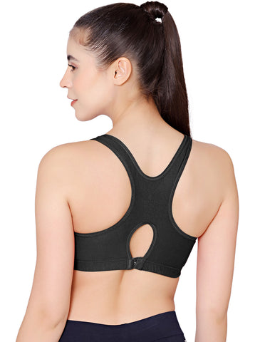 Racerback Sports Bra-1612-Black