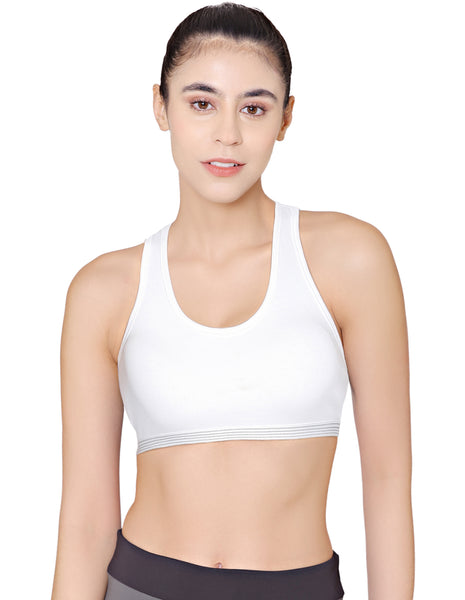 Racerback Sports Bra-1616-White