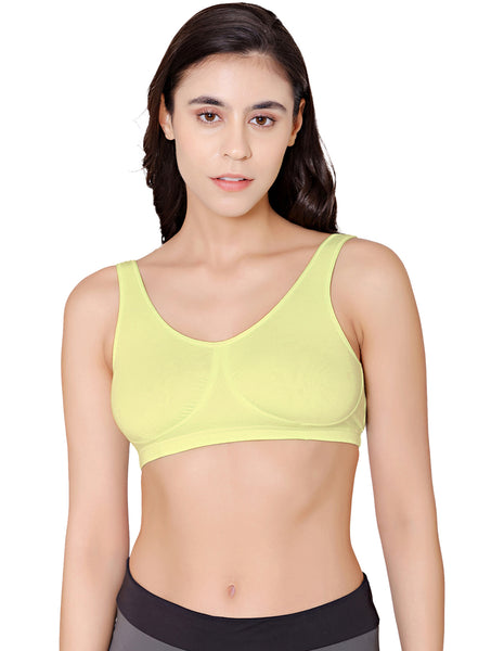 Bodycare modal spandex wirefree broad straps soft cup sleep bra-1625Lemon