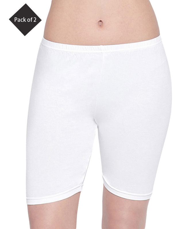 Bodycare Pack of 2 Cycling shorts Panties in White Color-16W