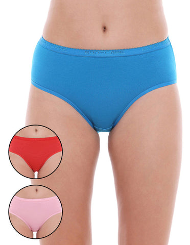 Bodycare Pack of 3 Hipster Style Cotton Briefs in Assorted colors-E32C