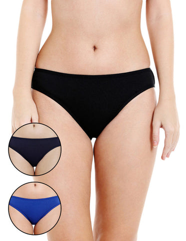 Bodycare Pack of 3 Assorted Cotton Solid Bikini Brief-34D