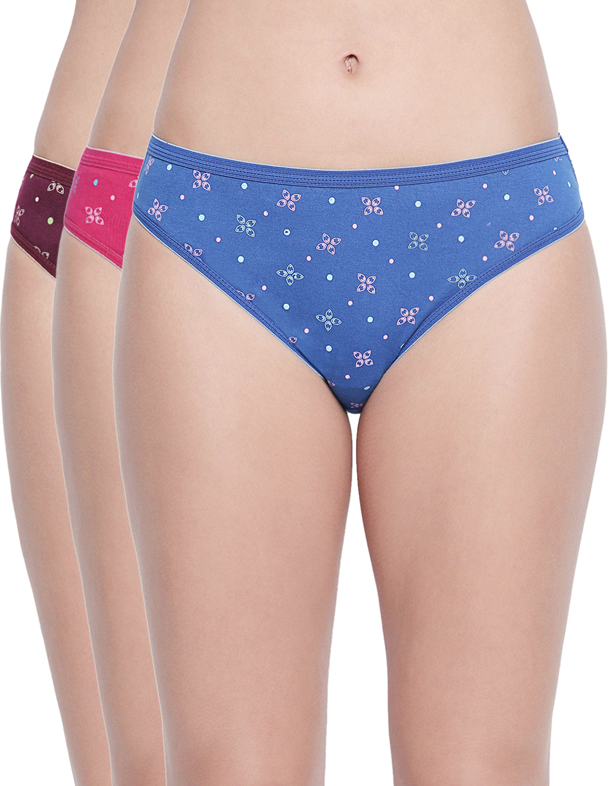 Bodycare Pack of 3 Dark Printed High Cut Briefs in Assorted Color-5000