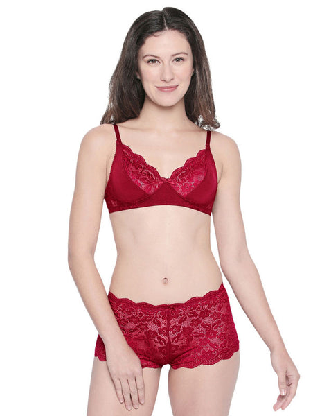 Bodycare Bridal Maroon Bra & Panty Lingerie Set - 6406MH