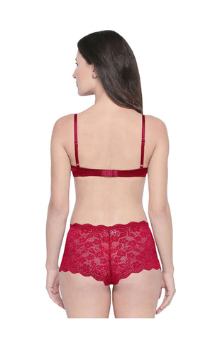 Bodycare Bridal Maroon Bra & Panty Lingerie Set - 6406MH