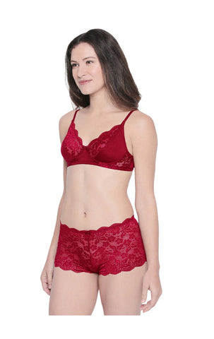 Bodycare Bridal Maroon Bra & Panty Lingerie Set - 6406MH
