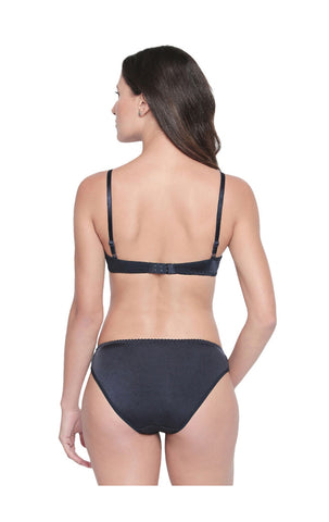 Bodycare Bridal Charcoal Bra & Panty Lingerie Set - 6410CHK