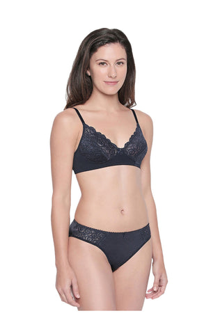 Bodycare Bridal Charcoal Bra & Panty Lingerie Set - 6410CHK