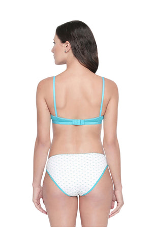 Bodycare Bridal Bra & Panty Printed Lingerie Set in Green & White Colour - 6411PRT-1