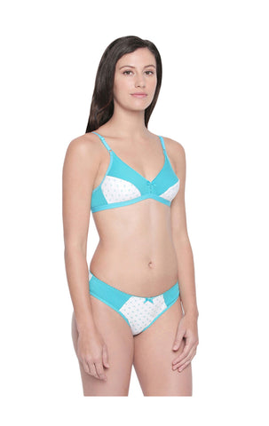 Bodycare Bridal Bra & Panty Printed Lingerie Set in Green & White Colour - 6411PRT-1