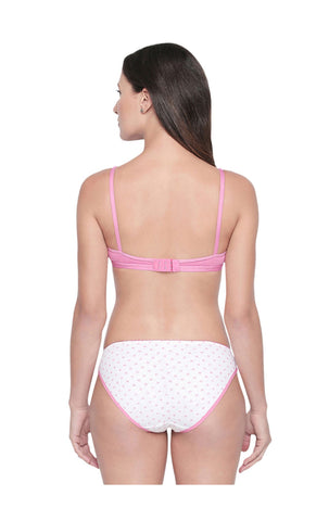 Bodycare Bridal Bra & Panty Printed Lingerie Set in Pink & White Colour - 6411PRT-2