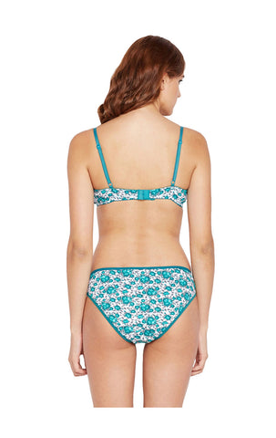 Bodycare Bridal Green Bra & Panty Printed Lingerie Set - 6420-GRN