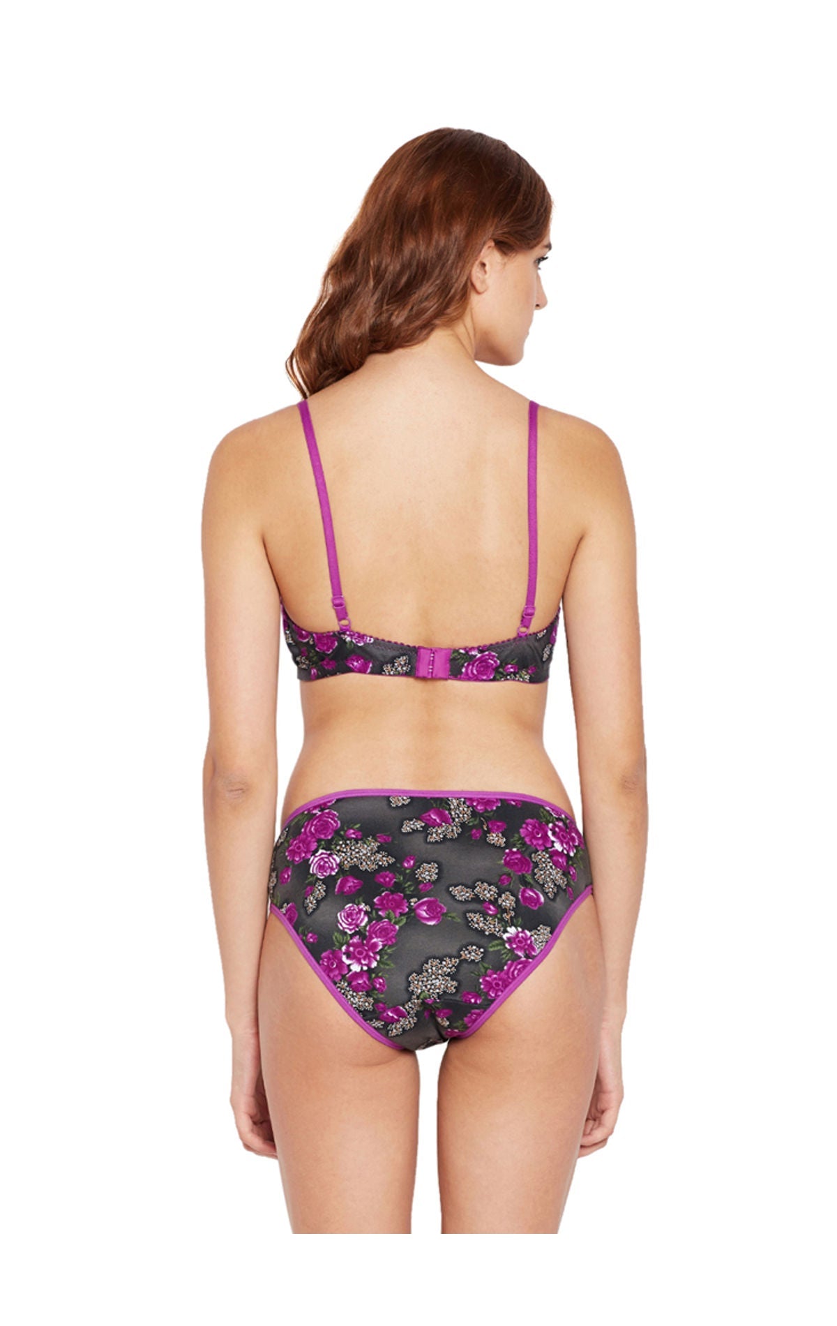 Bodycare Bridal Purple Bra & Panty Printed Lingerie Set - 6420-PUR