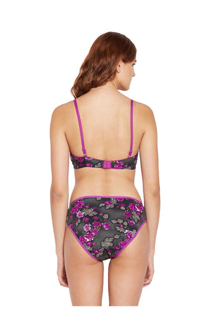 Bodycare Bridal Purple Bra & Panty Printed Lingerie Set - 6420-PUR