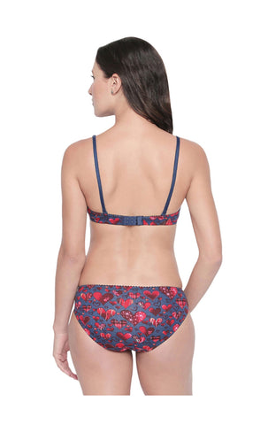 Bodycare Bridal Blue Bra & Panty Printed Lingerie Set - 6425-Blue