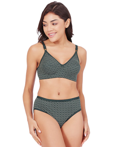 Bodycare Women's Assorted Prints Combed Cotton Bra & Panty Set – Grey (6450D)