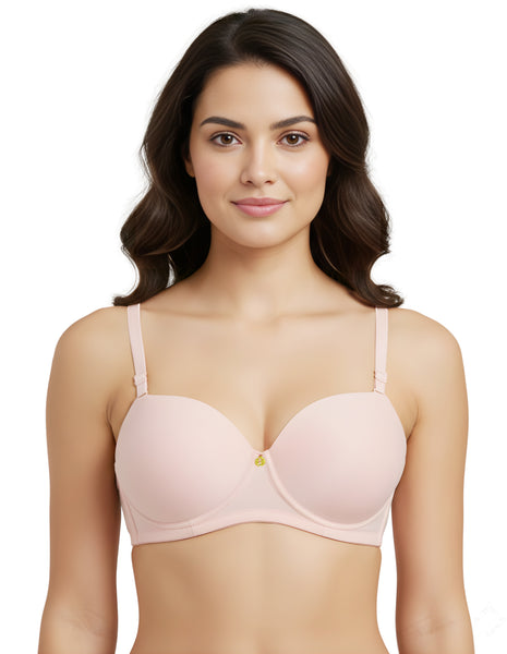 Bodycare cotton spandex wirefree convertible straps Seamless padded demi cup bra-6575PI