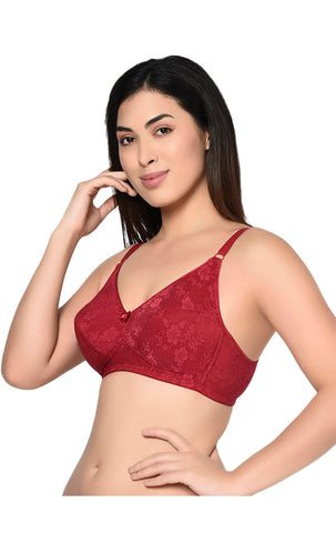 Bodycare Printed Padded Bra-6579-Maroon