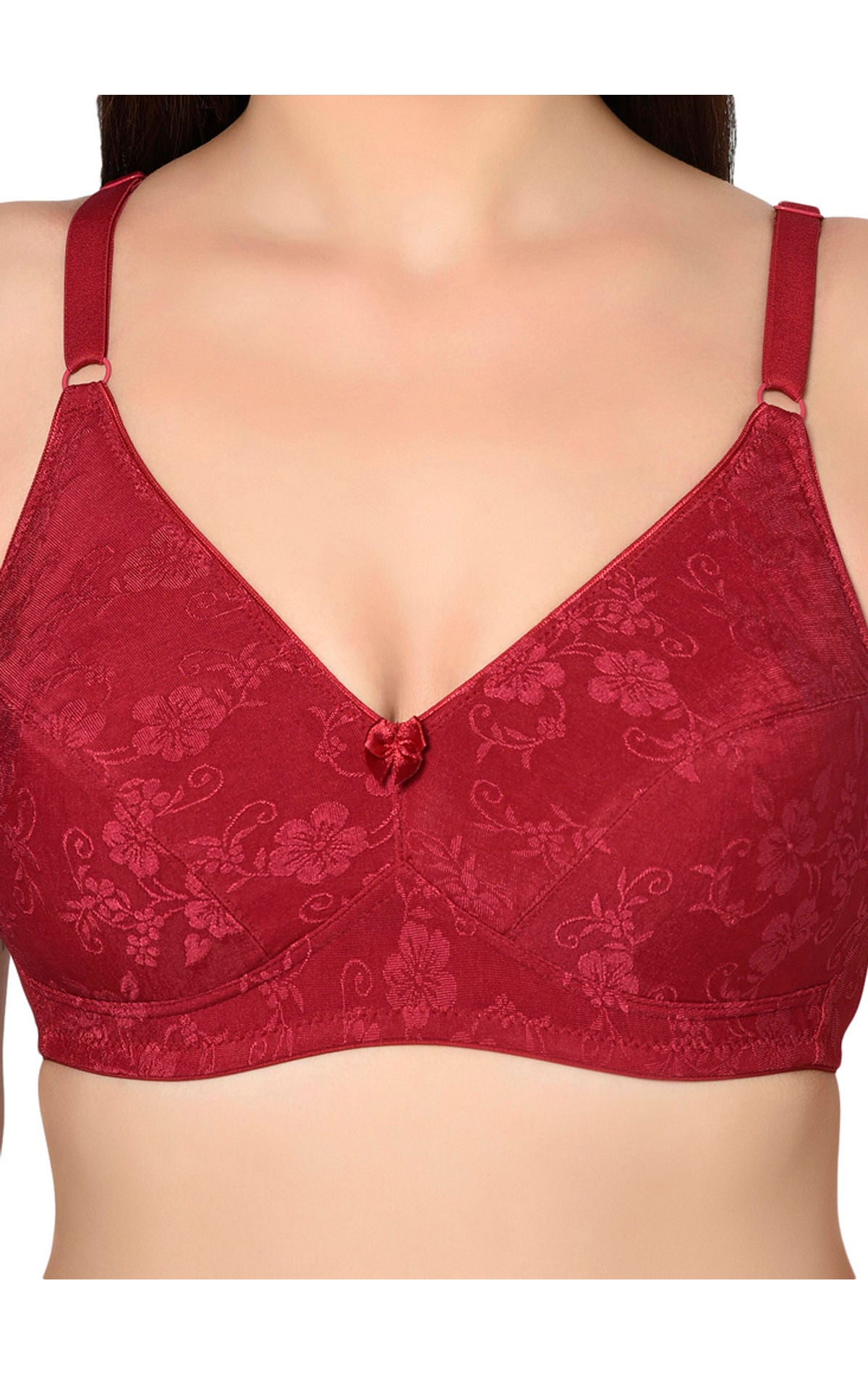 Bodycare Printed Padded Bra-6579-Maroon