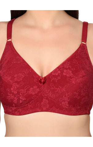 Bodycare Printed Padded Bra-6579-Maroon