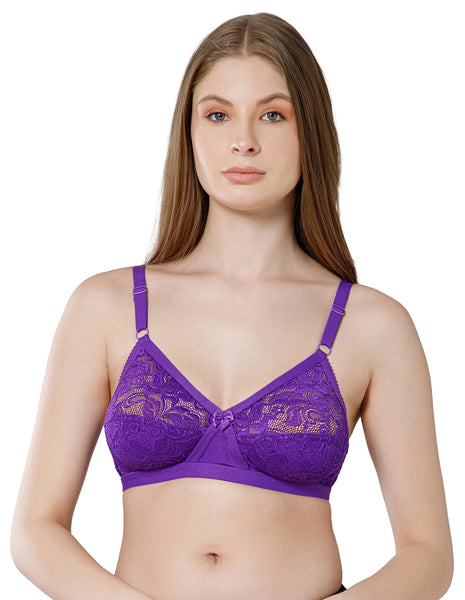 Nylon & Spandex Net Wirefree Full Coverage Bra for Daily Wear - 6583D.PUR(D)