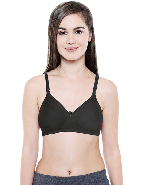Seamless Padded Bra-BCD Cup Bra with Free Transparent Straps-6590 Black