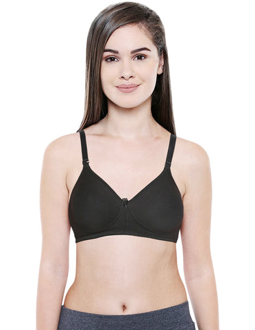 Seamless Padded Bra-BCD Cup Bra with Free Transparent Straps-6590 Black