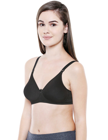 Seamless Padded Bra-BCD Cup Bra with Free Transparent Straps-6590 Black