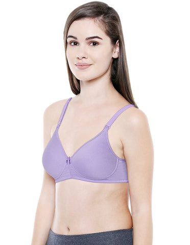 Seamless Padded Bra-BCD Cup Bra with Free Transparent Straps-6590 Lilac