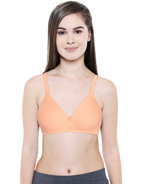 Seamless Padded Bra-BCD Cup Bra with Free Transparent Straps-6590 Orange