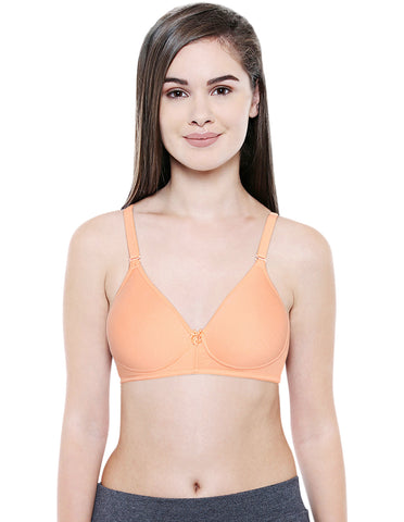 Seamless Padded Bra-BCD Cup Bra with Free Transparent Straps-6590 Orange