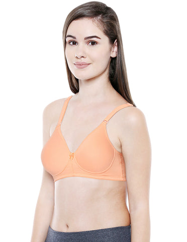 Seamless Padded Bra-BCD Cup Bra with Free Transparent Straps-6590 Orange