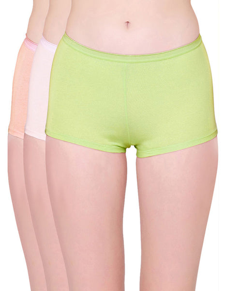 Bodycare Womens Cotton Spandex Multicolor Solid SHORTY Briefs-Pack of 3 (E-7C-PILEPE-3Pcs)