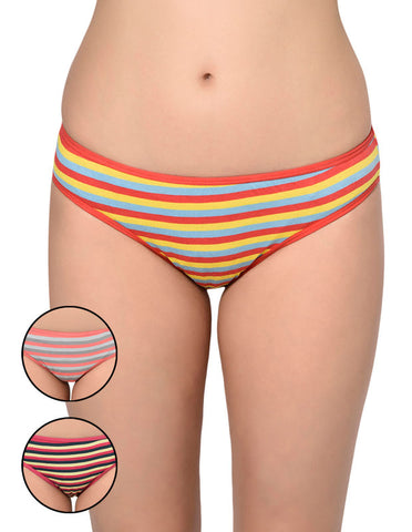 Bodycare Pack of 3 Stripes Hipster Panty in Assorted Print-9460