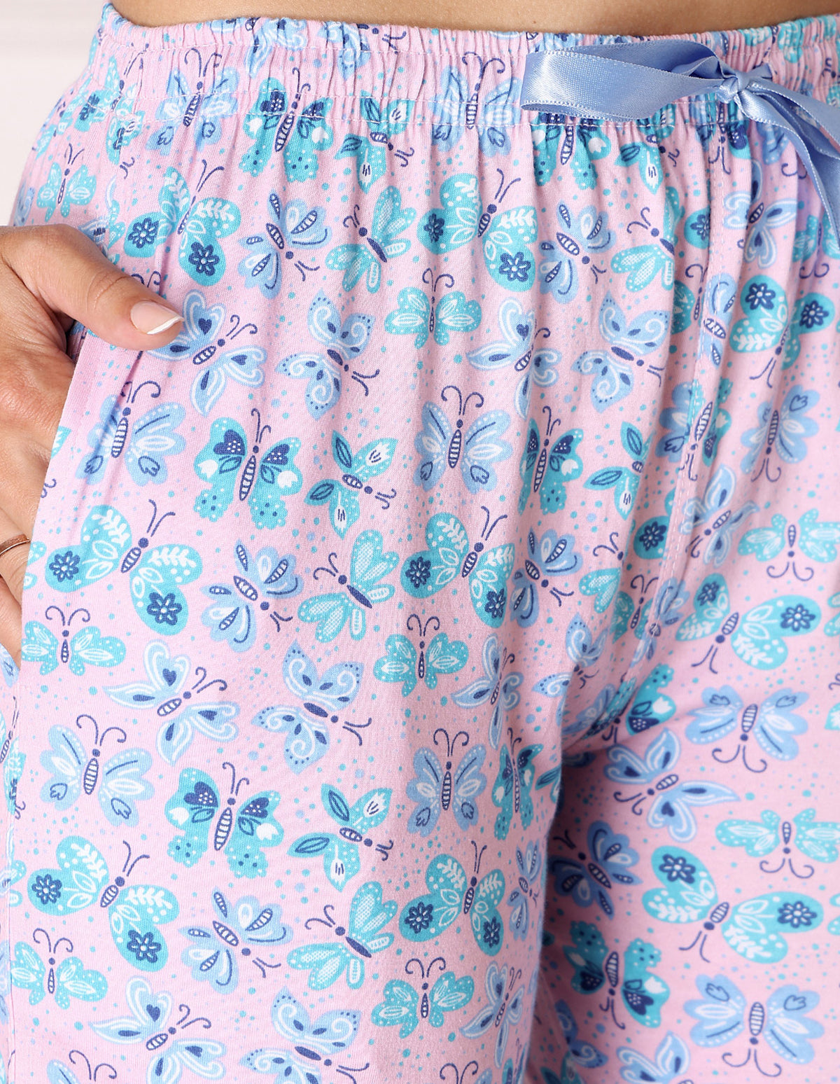 Bodycare Women’s Blue & Pink Printed T-Shirt & Capri Co-ord Set for Everyday Wear-BSCS16001