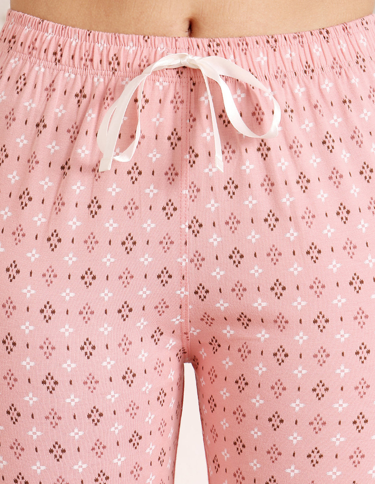 Bodycare Women’s Brown & Pink Printed T-Shirt & Capri Co-ord Set for Everyday Wear-BSCS16023